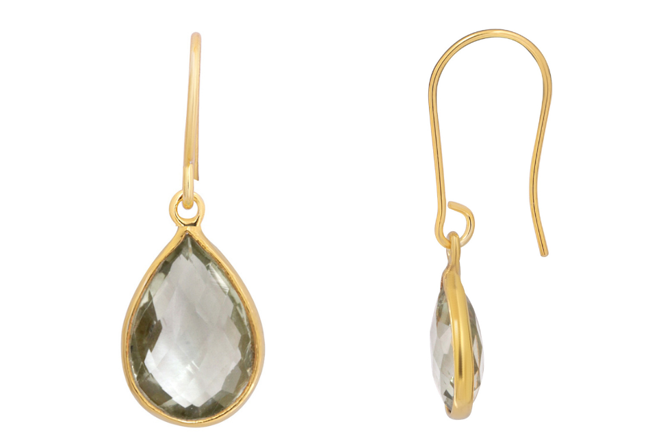 Smaller Sita Pear-Shape Green Amethyst Earrings