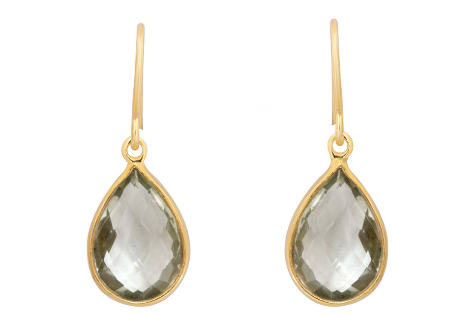 Smaller Sita Pear-Shape Green Amethyst Earrings