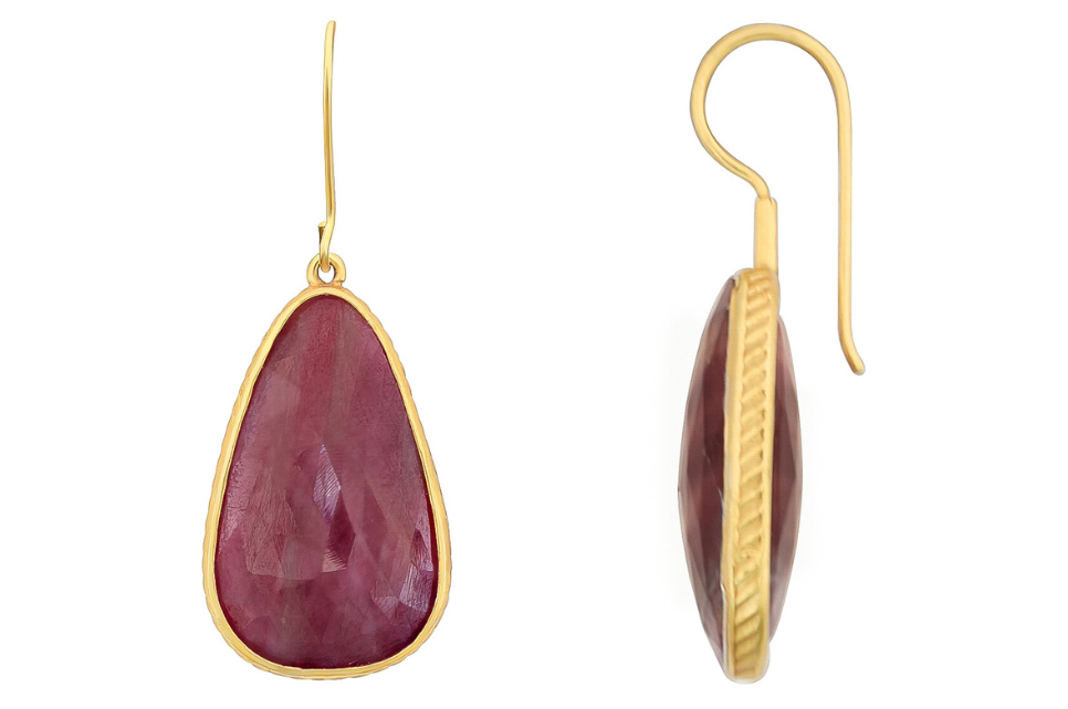 Pink Sapphire Single Slice Earrings