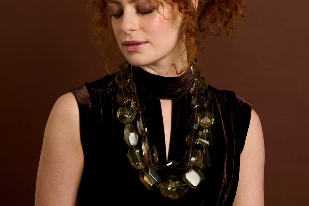 Darker Smoky Quartz Long Knotted Necklace