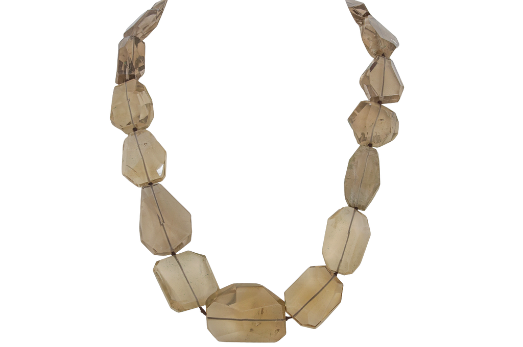 Lighter Smoky Quartz Long Knotted Necklace