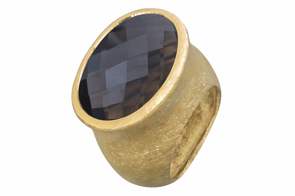 Raised Smoky Quartz Gemstone Rings