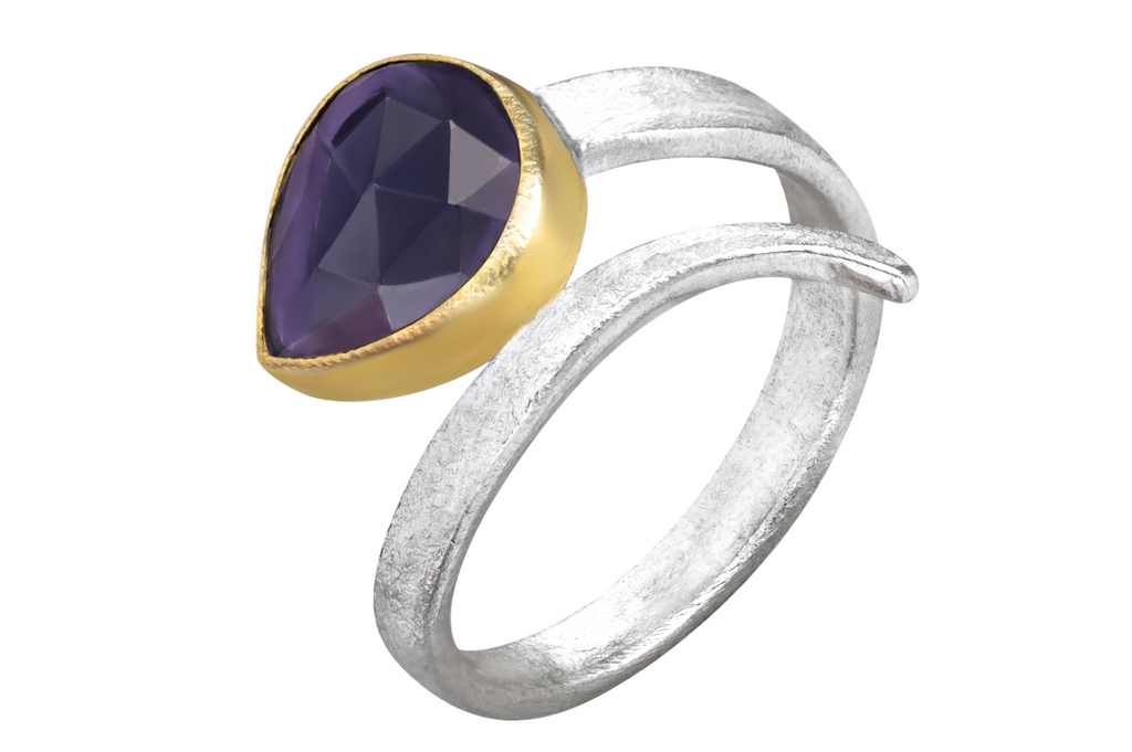 Tanzanite Silver & Gold Snake Ring