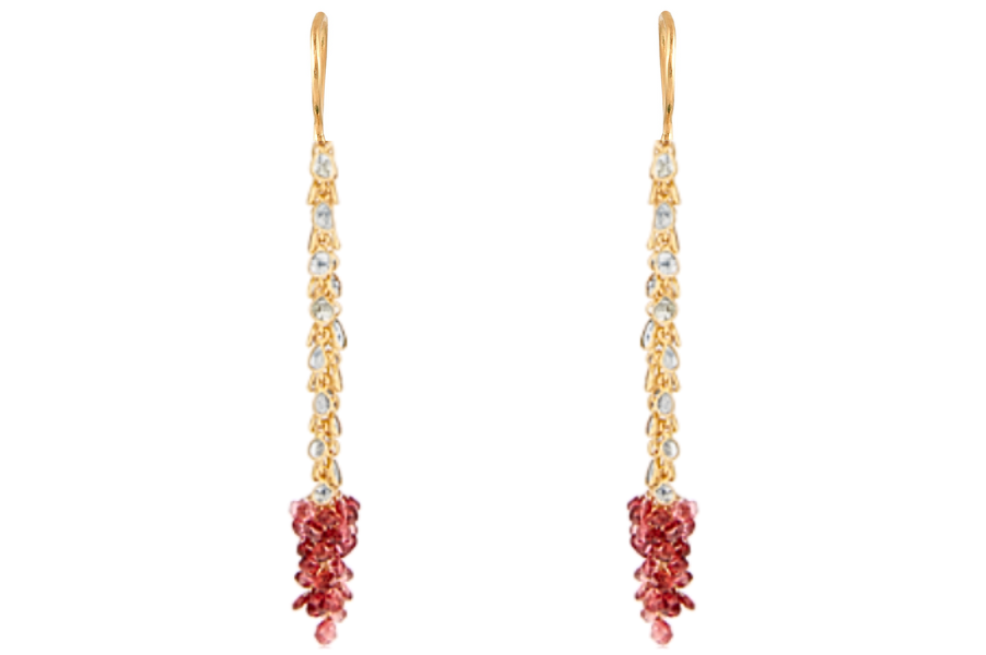 Grey Diamond and Spinel Tassel Earrings