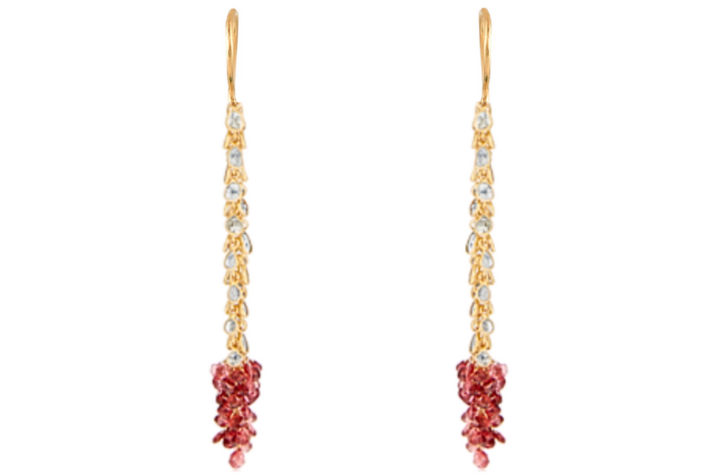 Grey Diamond and Spinel Tassel Earrings