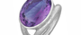 Amethyst Split Shank Silver Gemstone Ring