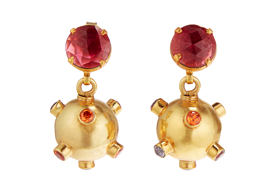 Sputnik Garnet & Tourmaline Earrings