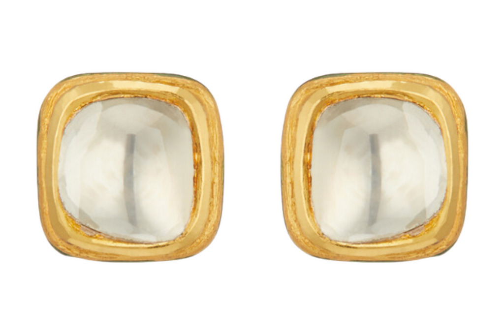 Square Polki Diamond, Enamel Work & Fine Gold Stud Earrings