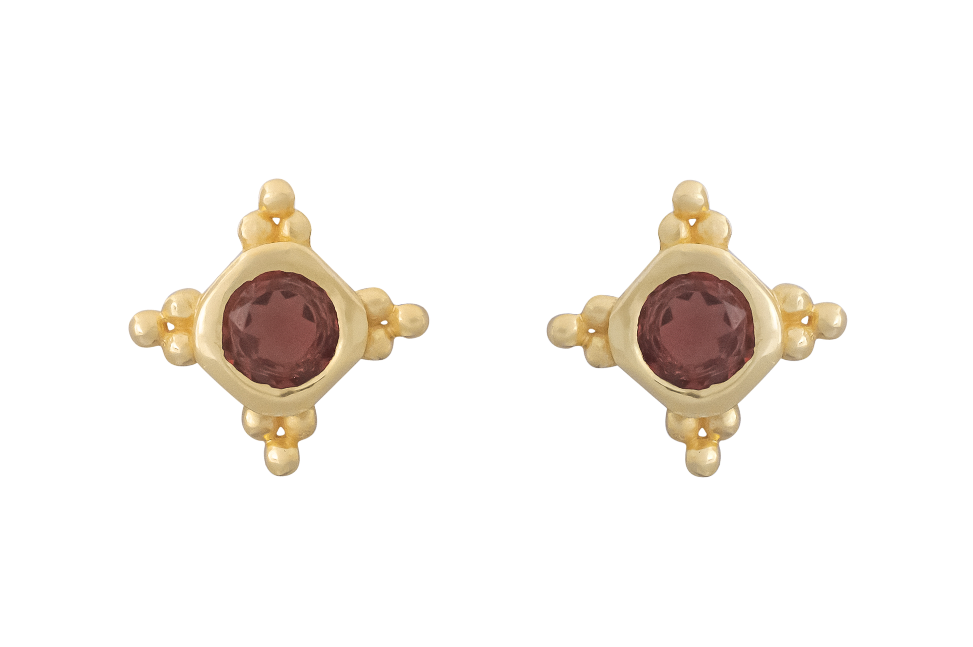Starburst Garnet Stud Earrings