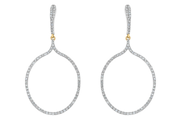 Stephanie Diamond Set Oval Drop Earrings