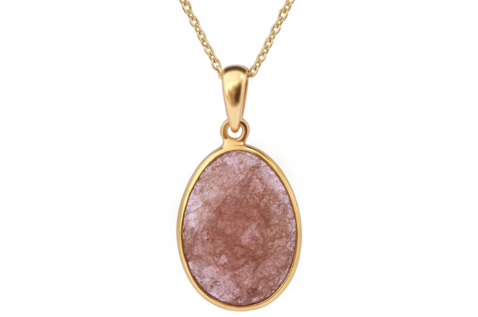 Strawberry Quartz Pendant Necklace