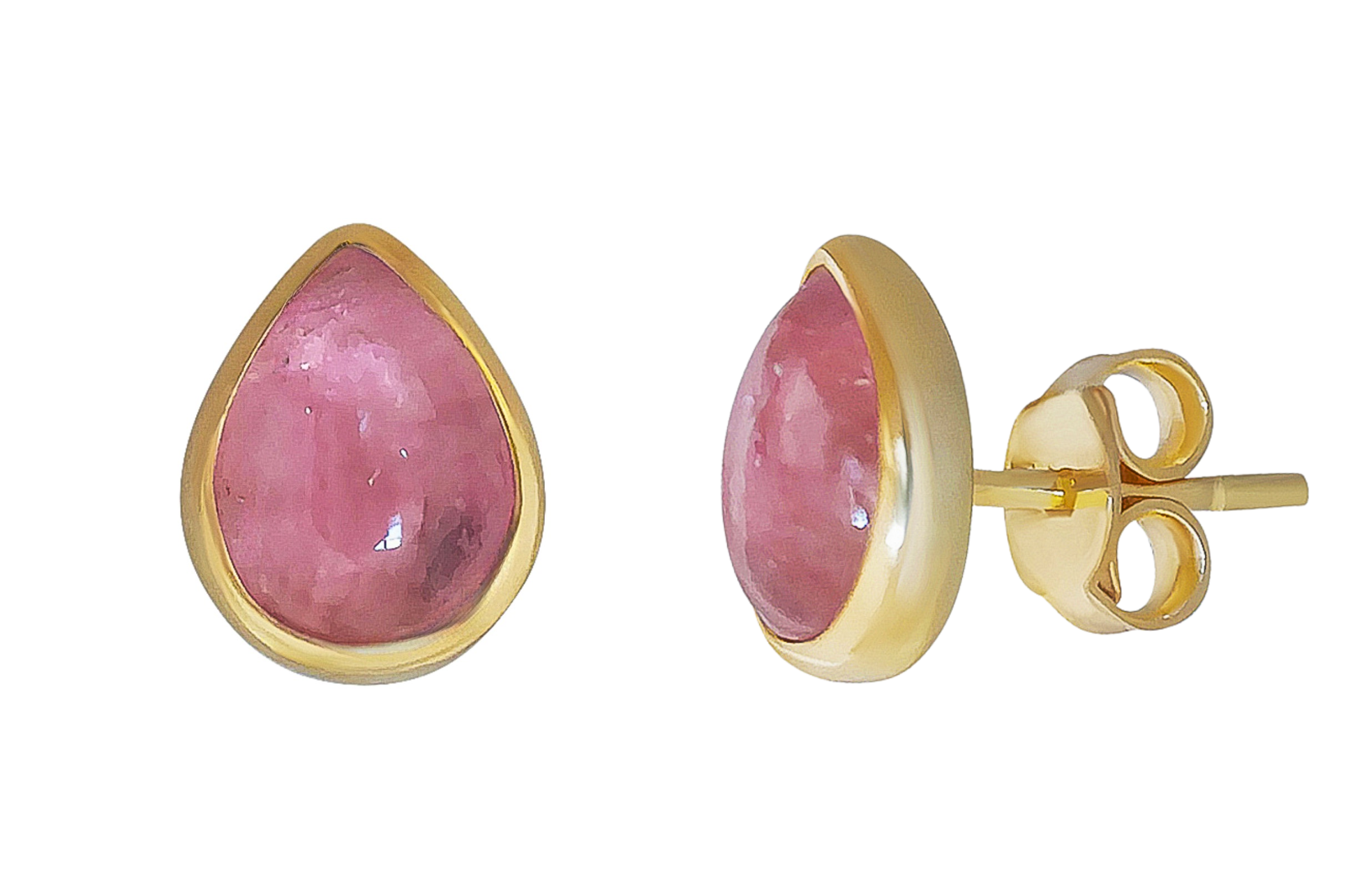 Pink Tourmaline Pear Shaped Stud Earrings
