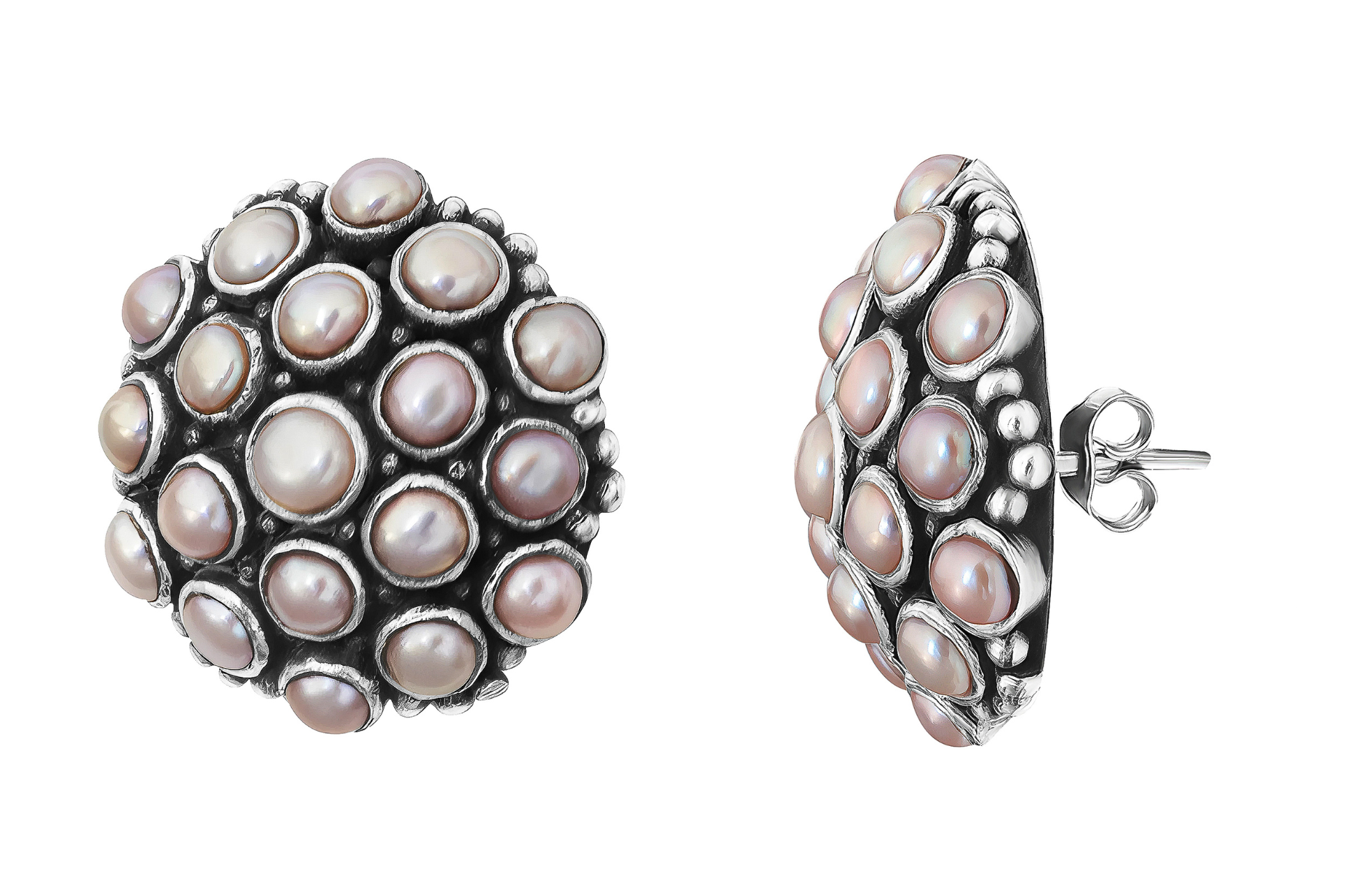 Pearl Button Stud Earrings