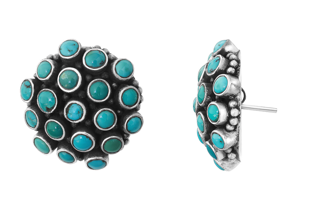 Turquoise Button Stud Earrings