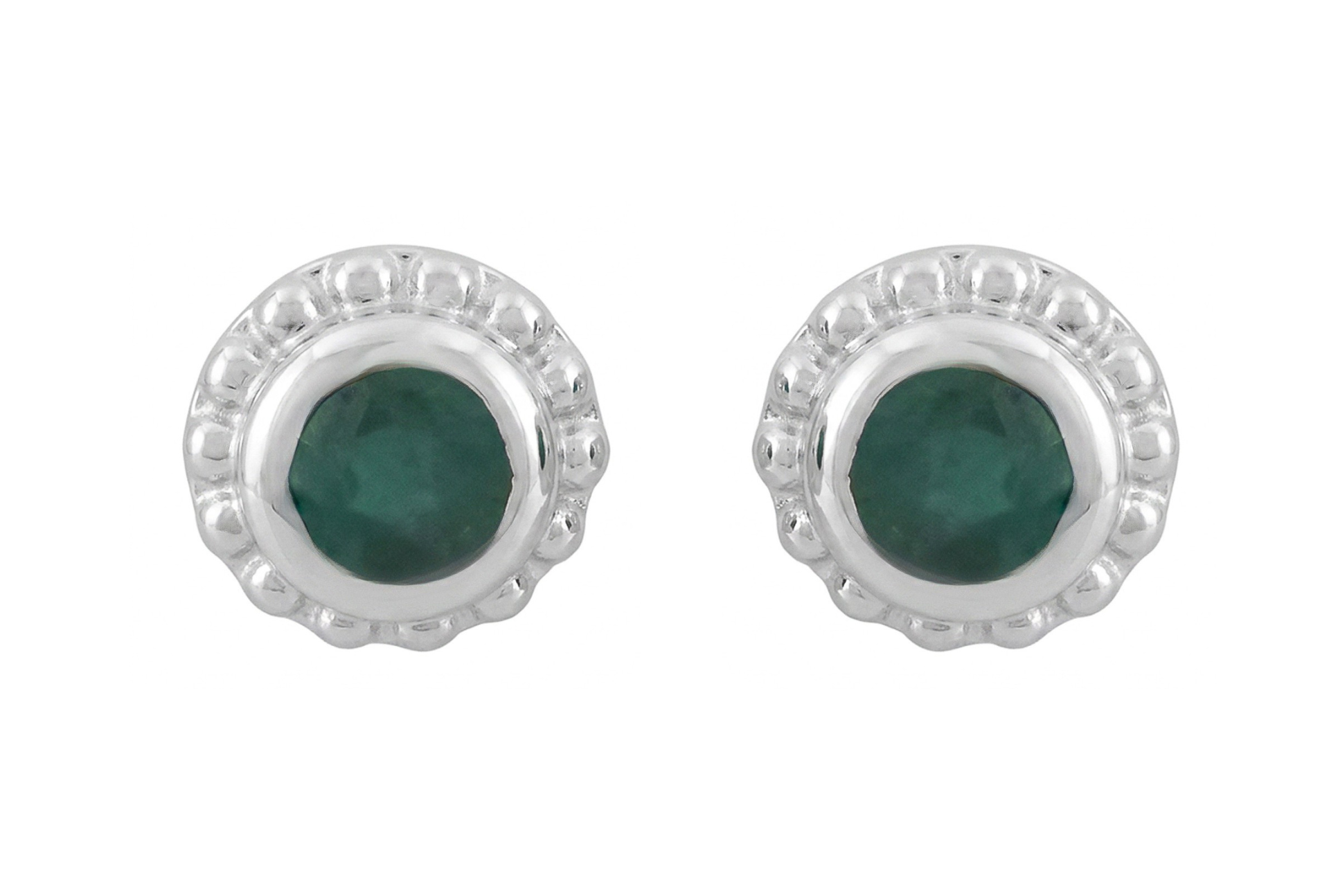 Sunbeam Emerald Silver Stud Earrings