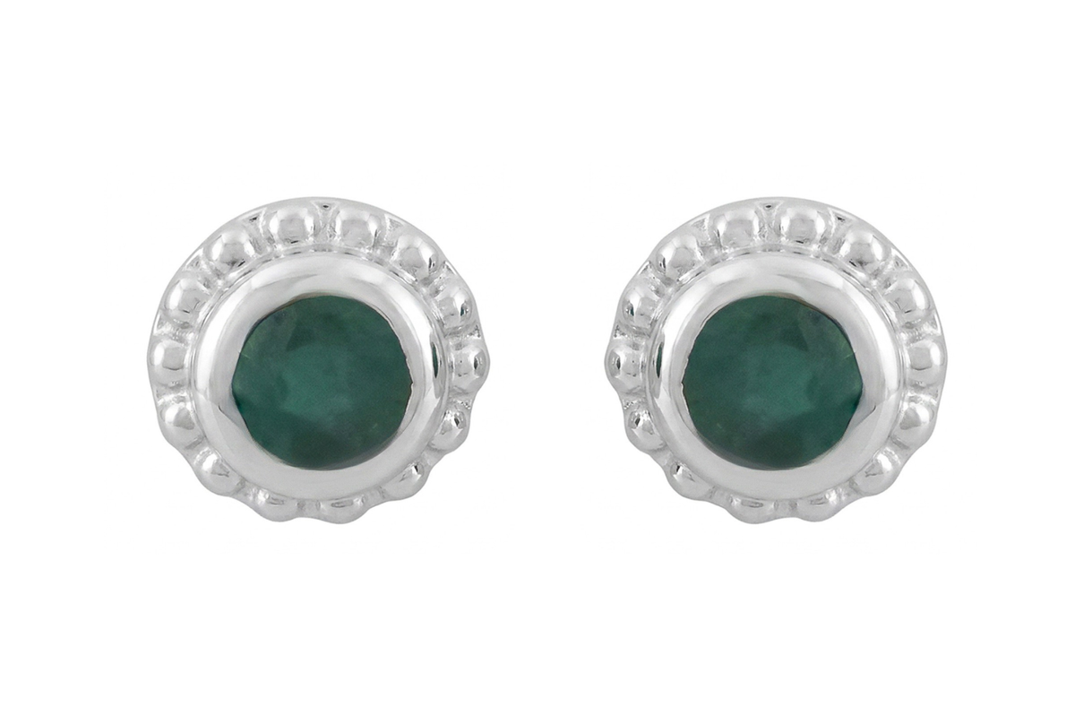 Sunbeam Emerald Silver Stud Earrings