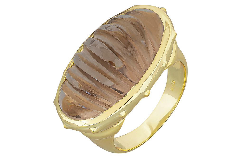 Syrie Smoky Quartz Carved Ring