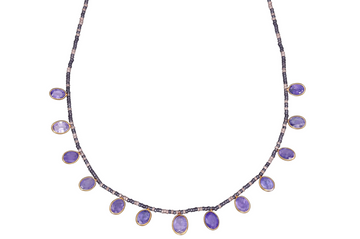 Tanzanite Beaded Charm Necklace