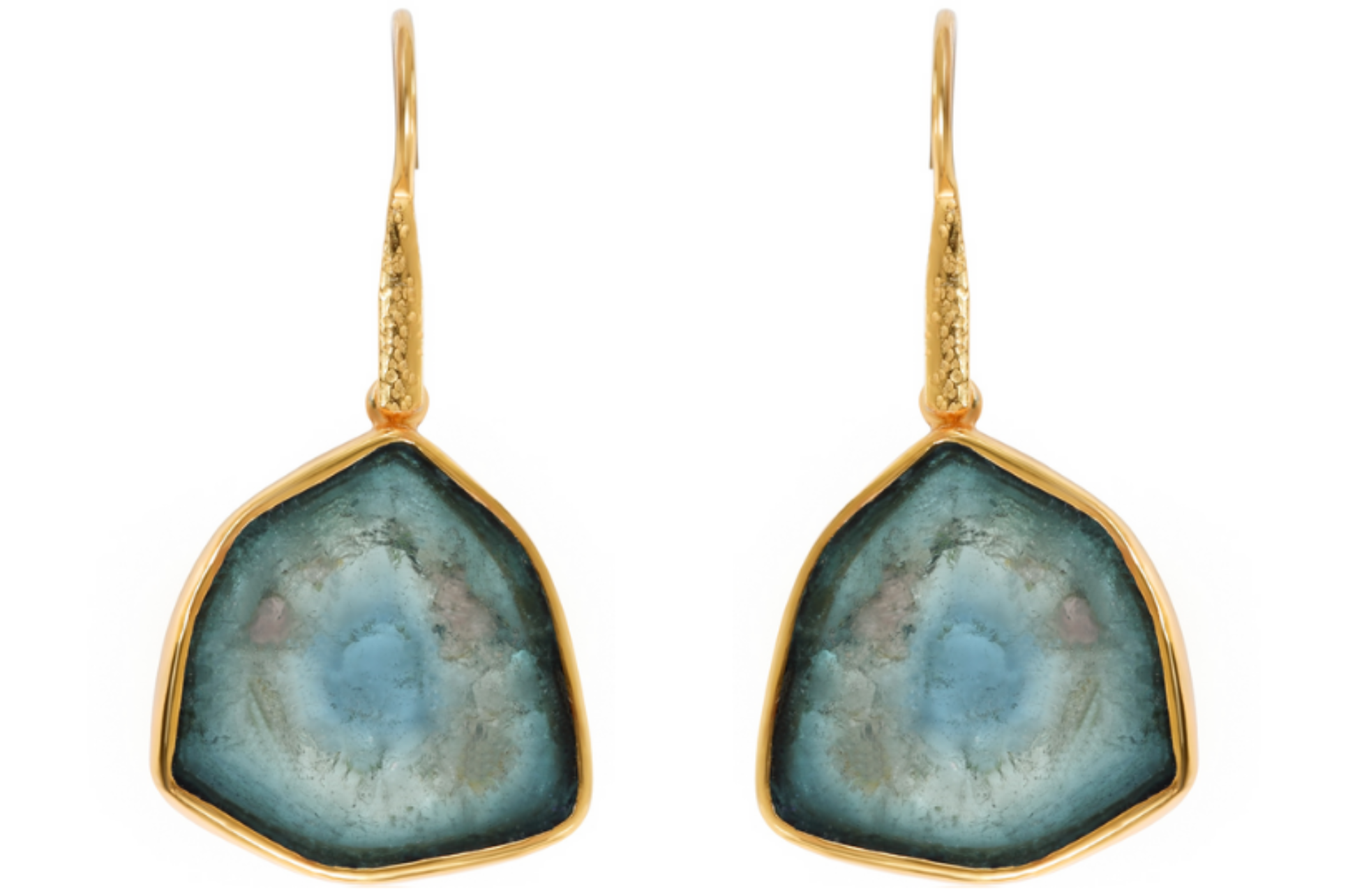 Teal Colour Zoned Tourmaline Earrings