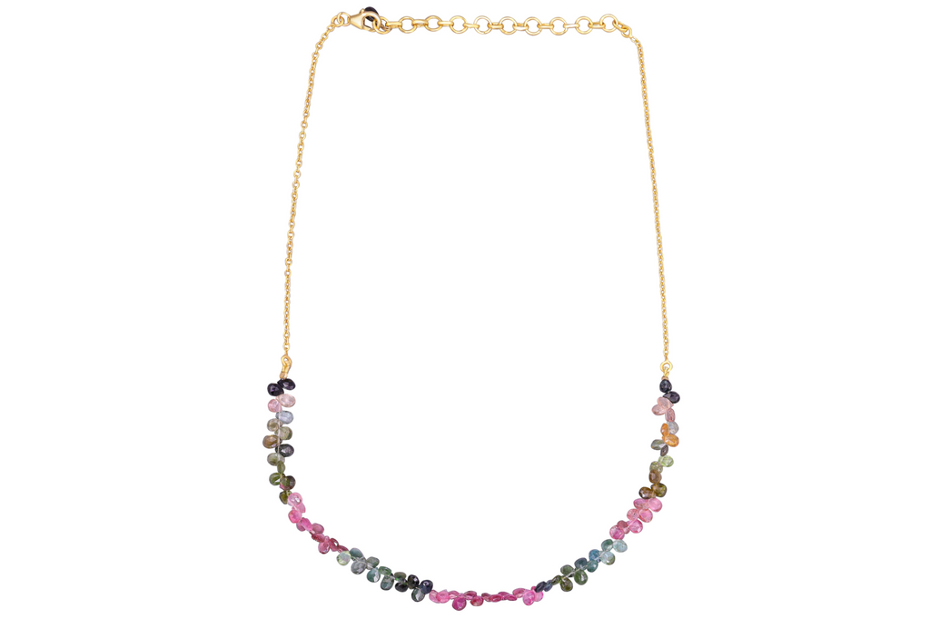 Beaded Tourmaline Chain Necklace