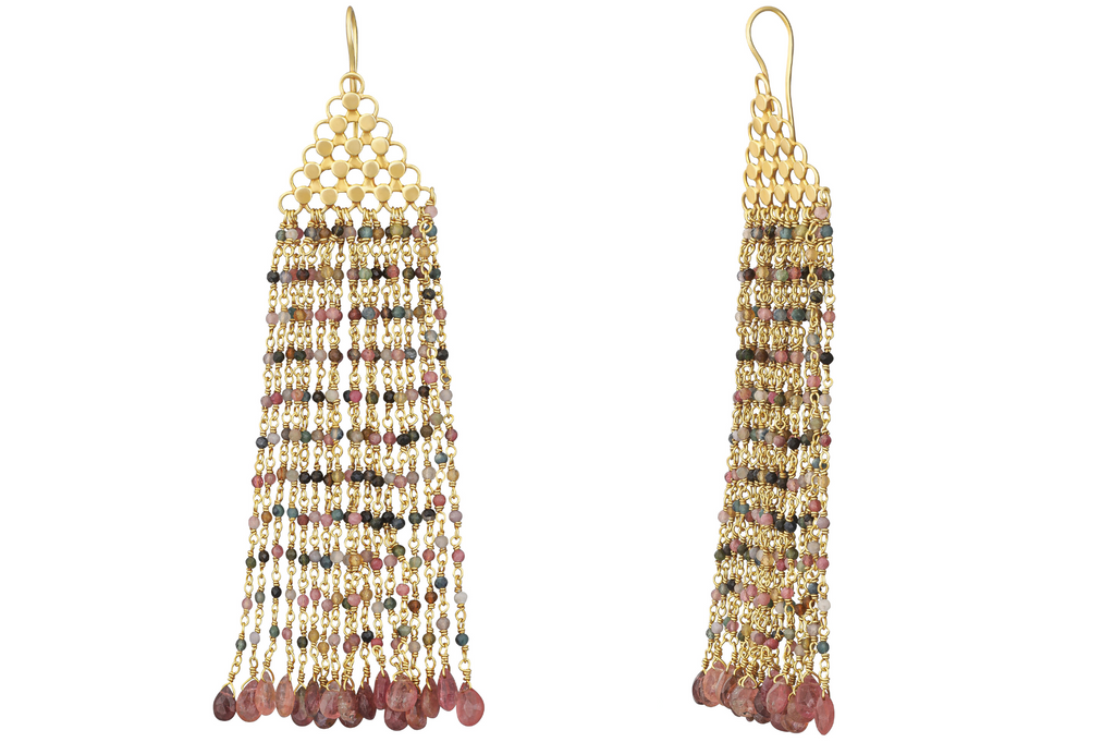 Alicia Beaded Tourmaline Earrings