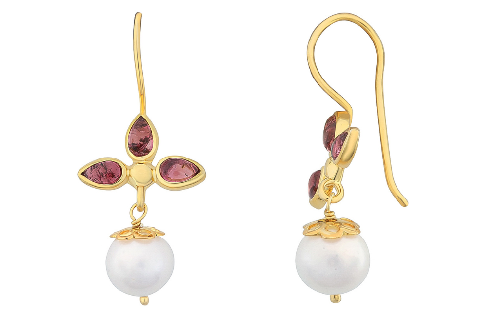 Fifi Pink Tourmaline & Pearl Earrings