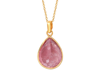 Ipanema Fine Gold & Light Pink Tourmaline Pendant Necklace