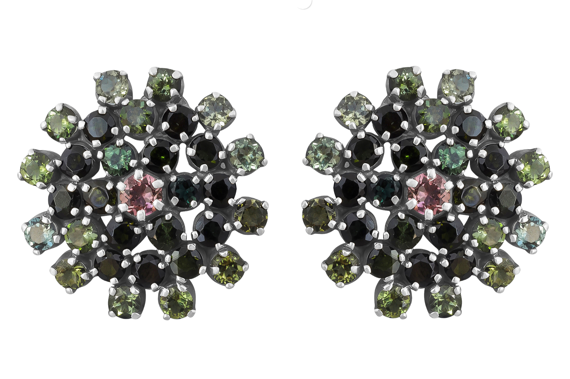 Asriel Green & Pink Tourmaline Stud Earrings