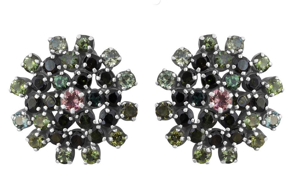 Asriel Green & Pink Tourmaline Stud Earrings