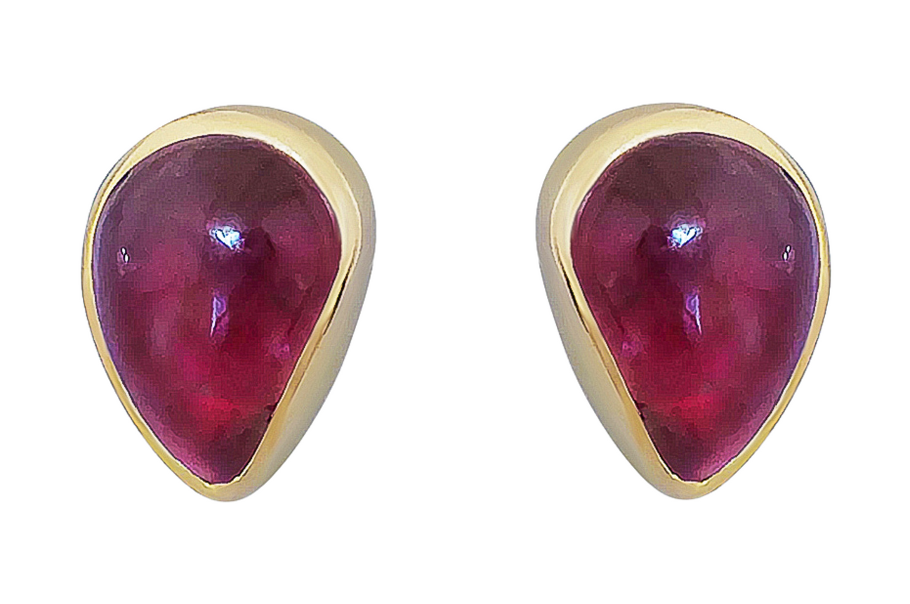 Pear-Shaped Pink Tourmaline Stud Earrings