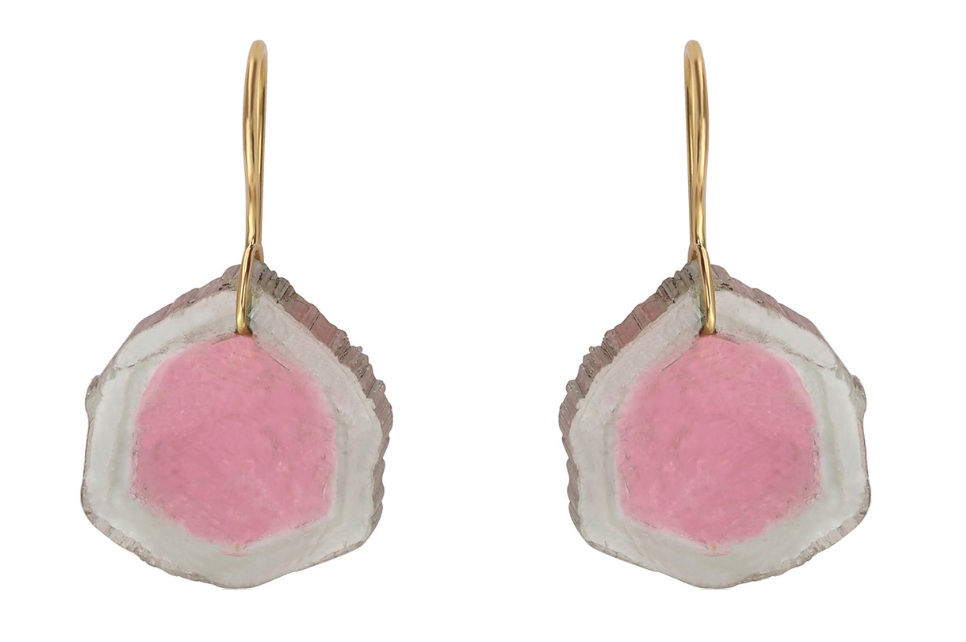 Fine Gold & Watermelon Tourmaline Earrings