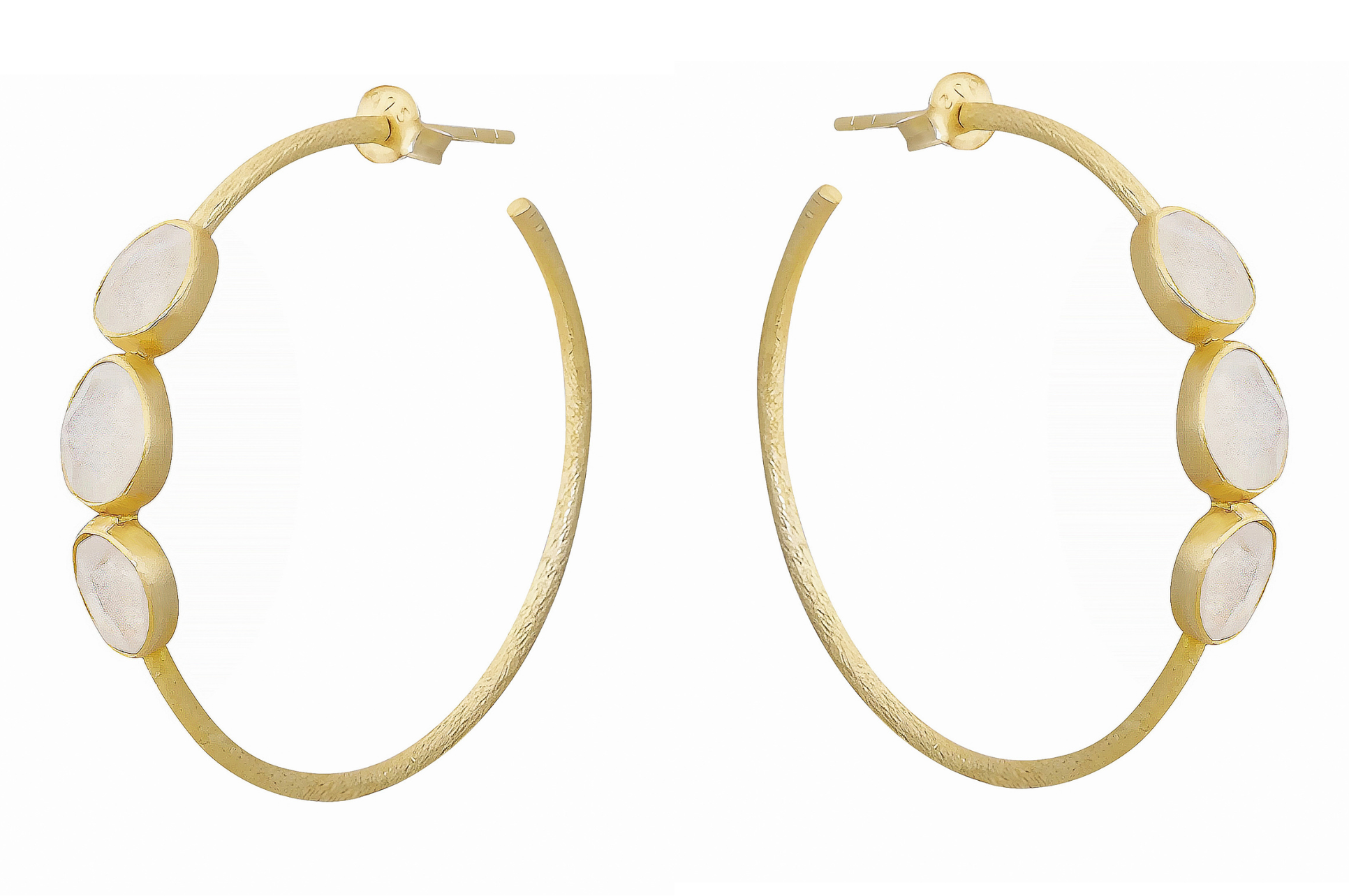 Moonstone Set Gemstone Hoop Earrings