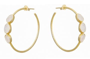 Moonstone Set Gemstone Hoop Earrings