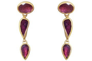 Pink Tourmaline Triple Drop Earrings