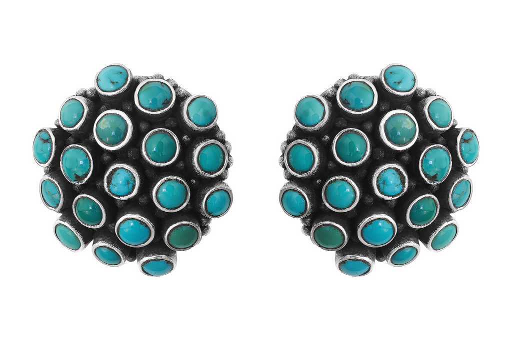 Turquoise Button Stud Earrings