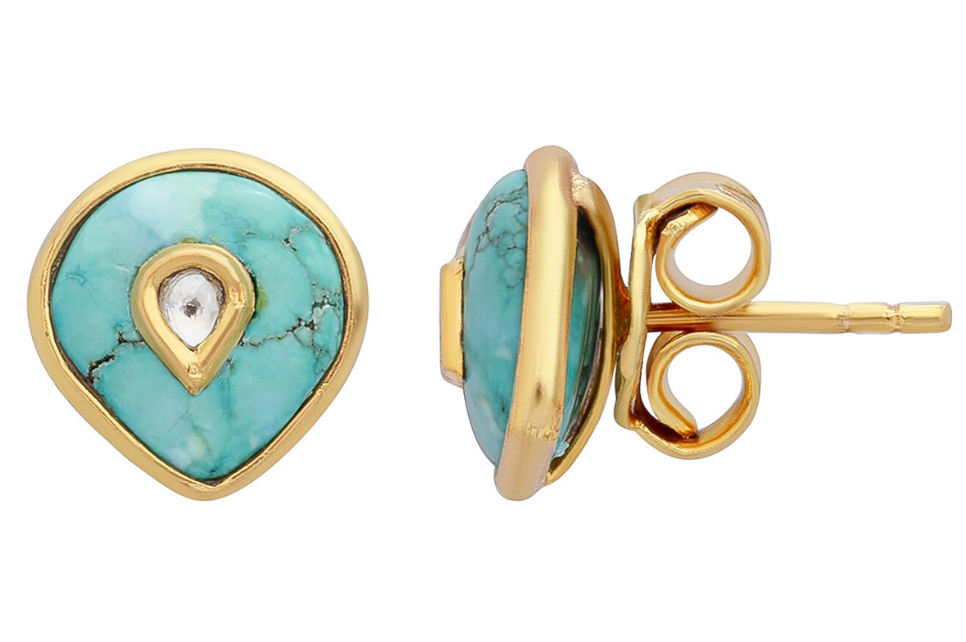 Jadau Turquoise & Diamond Stud Earrings