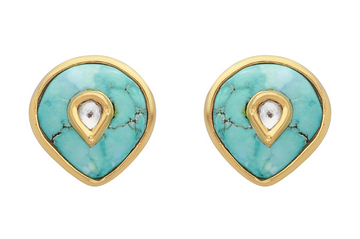 Turquoise & Diamond Jadau Stud Earrings