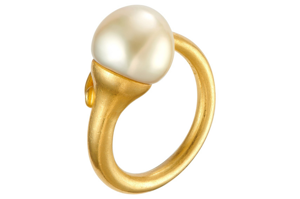 Pearl Twist Fine Gold Ring