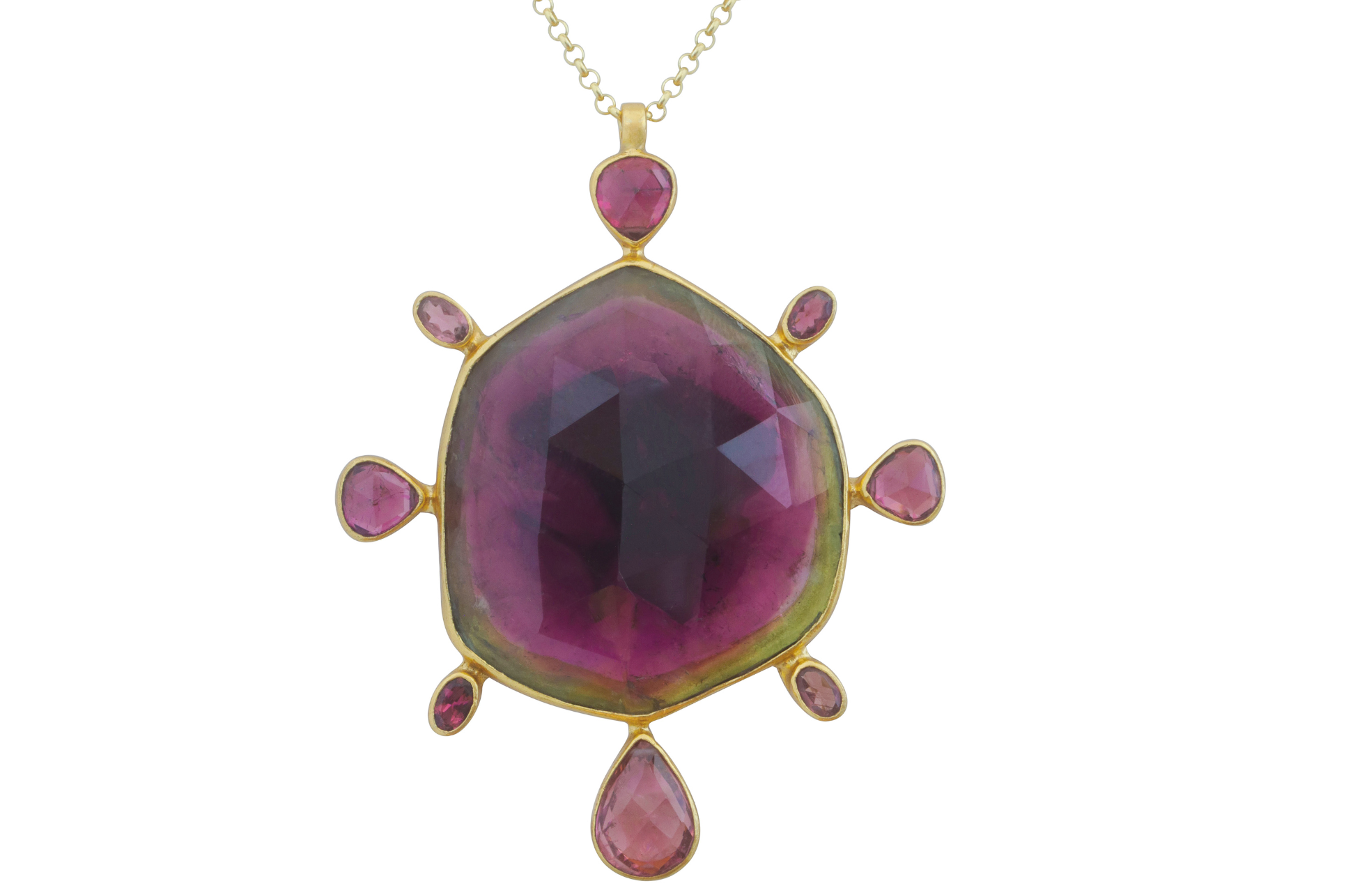 Watermelon Tourmaline Petal Pendant