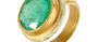 Emerald & White Enamel Fine Gold Ring