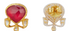 Fine Gold Diamond, Ruby & Enamel Work Earrings