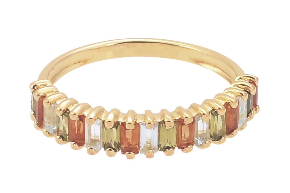 Amie Blue Topaz & Peridot Demi Eternity Ring