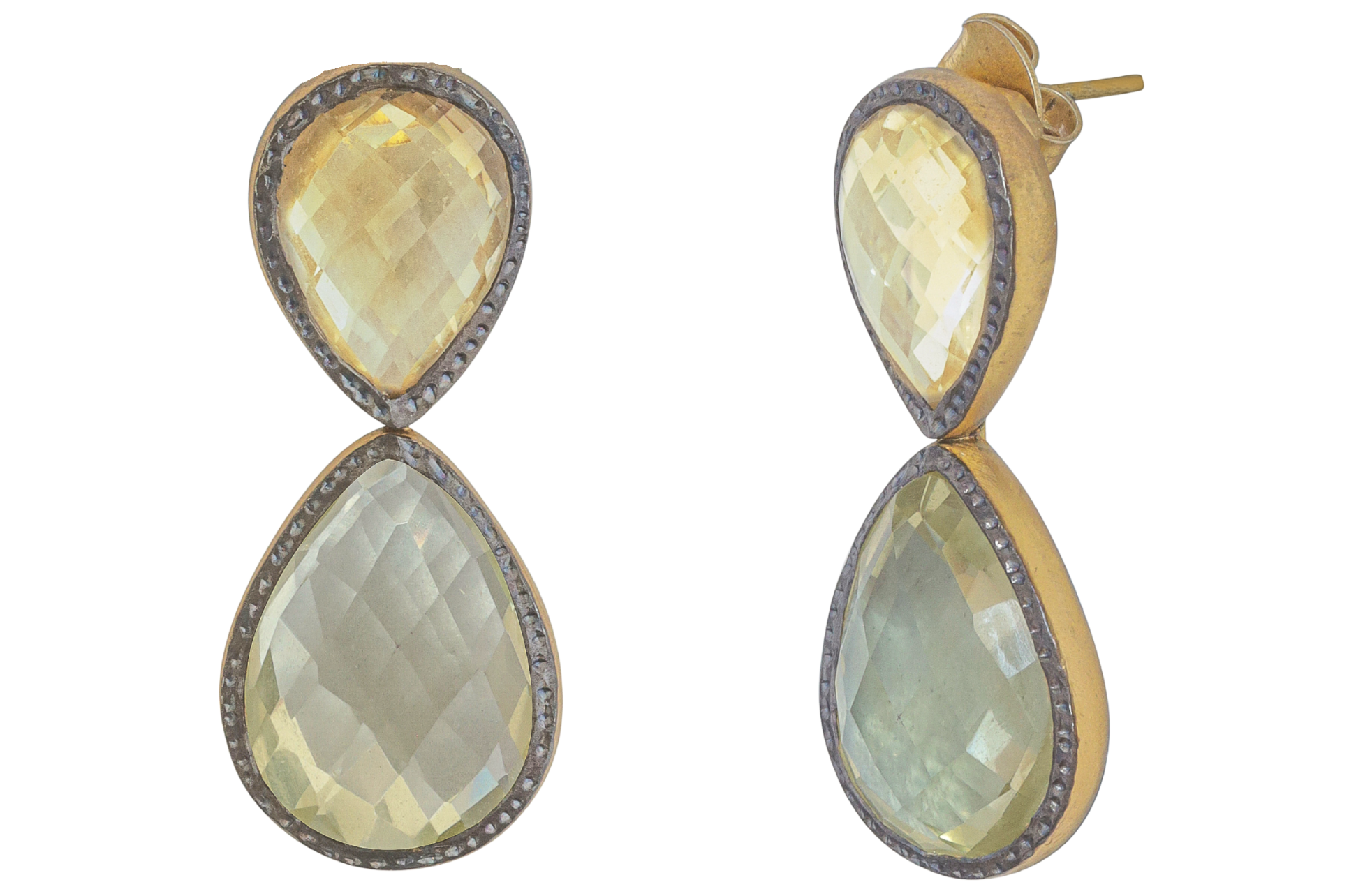 Citrine & Lemon Quartz Double Drop Earrings