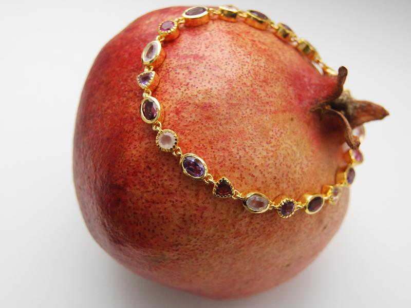 Zelda Rose Quartz, Pink Tourmaline & Amethyst Bracelet