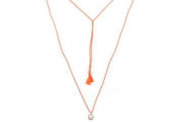 Aasha Orange Thread & Diamond Slice Necklace