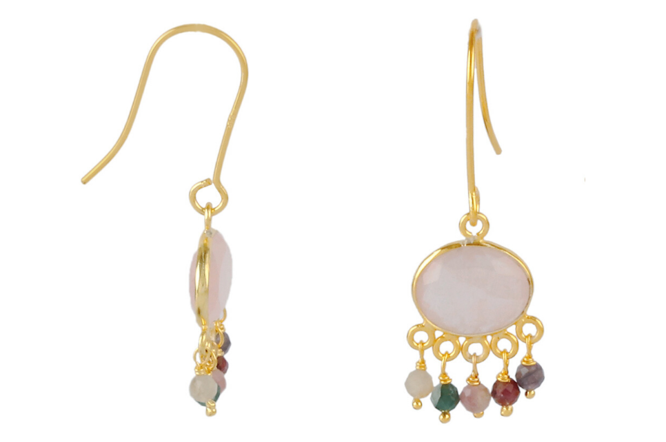 Aisha Rose Quartz and Tourmaline Earrings