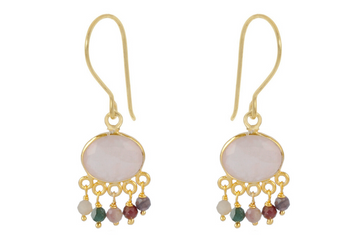 Aisha Rose Quartz and Tourmaline Drop Earrings