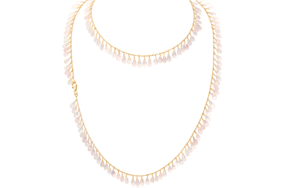 Alba Rose Quartz Long Gemstone Necklace