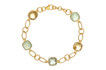 Alessandra Lemon Quartz, Prehnite & Green Amethyst Bracelet