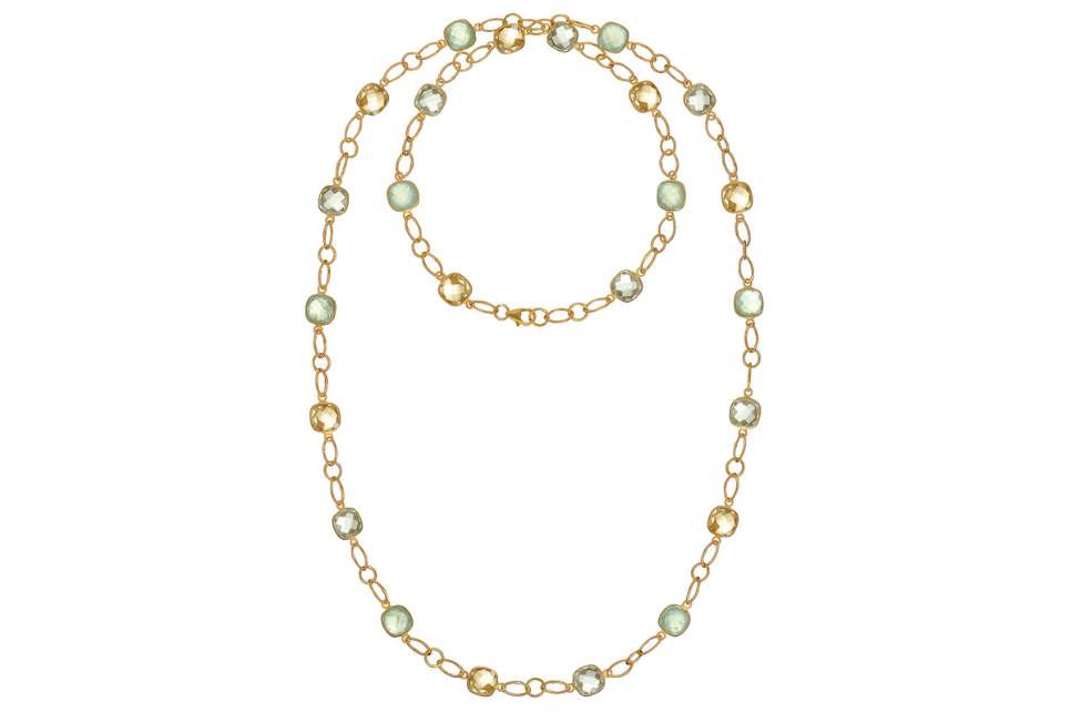 Alessandra Lemon Quartz, Green Amethyst & Prehnite Necklace